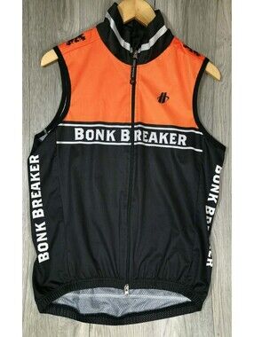 Hincapie Bonk Breaker Cycling Vest Men’s M Full Zip Orange Black Bike Jersey #14